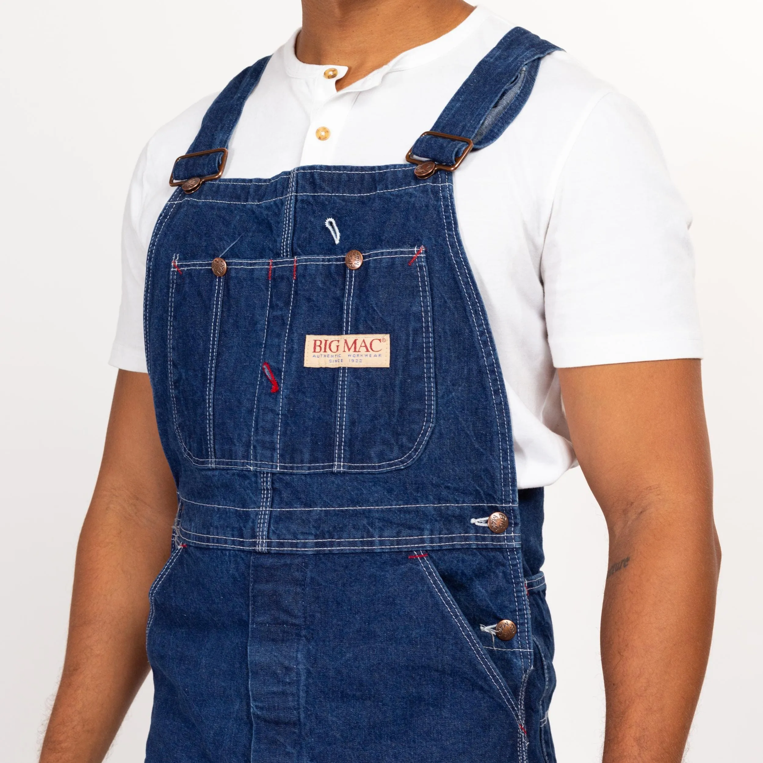 34x30 90s Big Mac Square Bak Dark Wash Denim Overalls