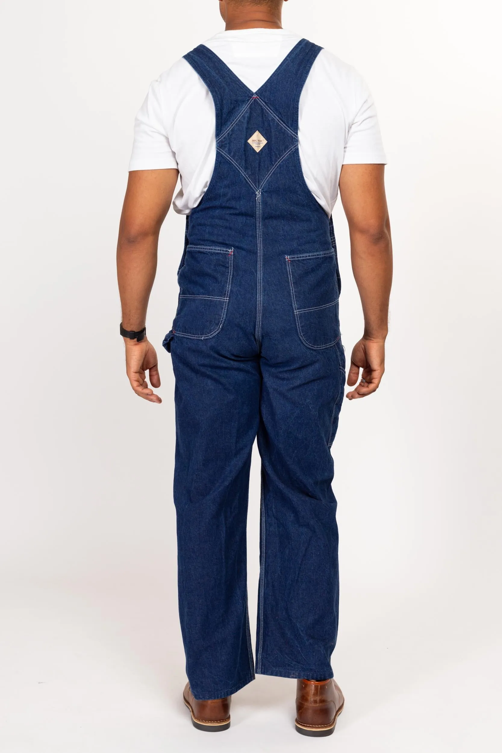 34x30 90s Big Mac Square Bak Dark Wash Denim Overalls