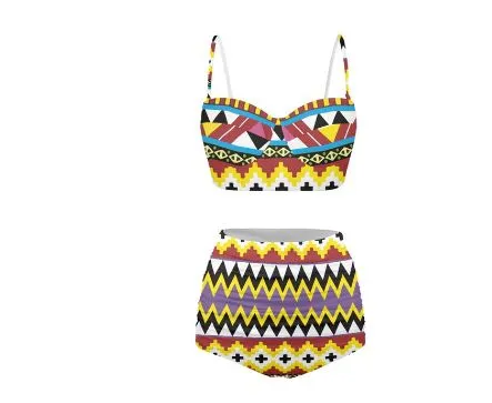 African Print 2pc Swimwear | Ankara Print Bikini Set | Tribal Beach wear Set - Ebinabor