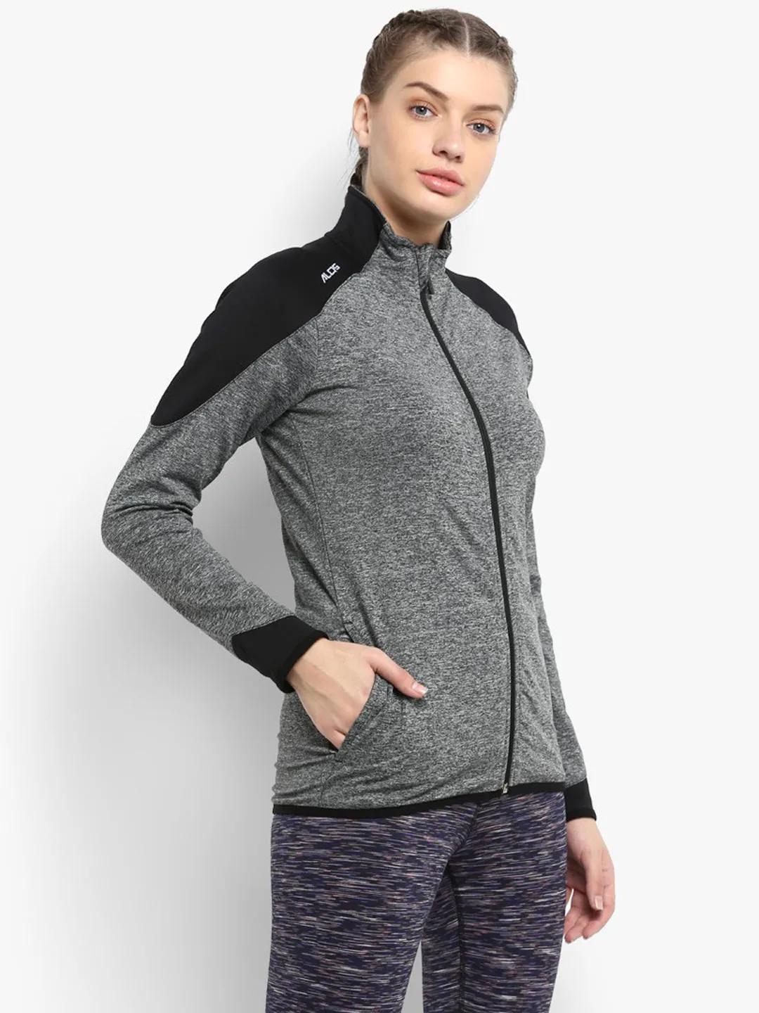 Alcis Women Grey Solid Track Jacket