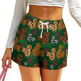 Animal Prints Women's High-Waisted Loose Shorts With Pockets