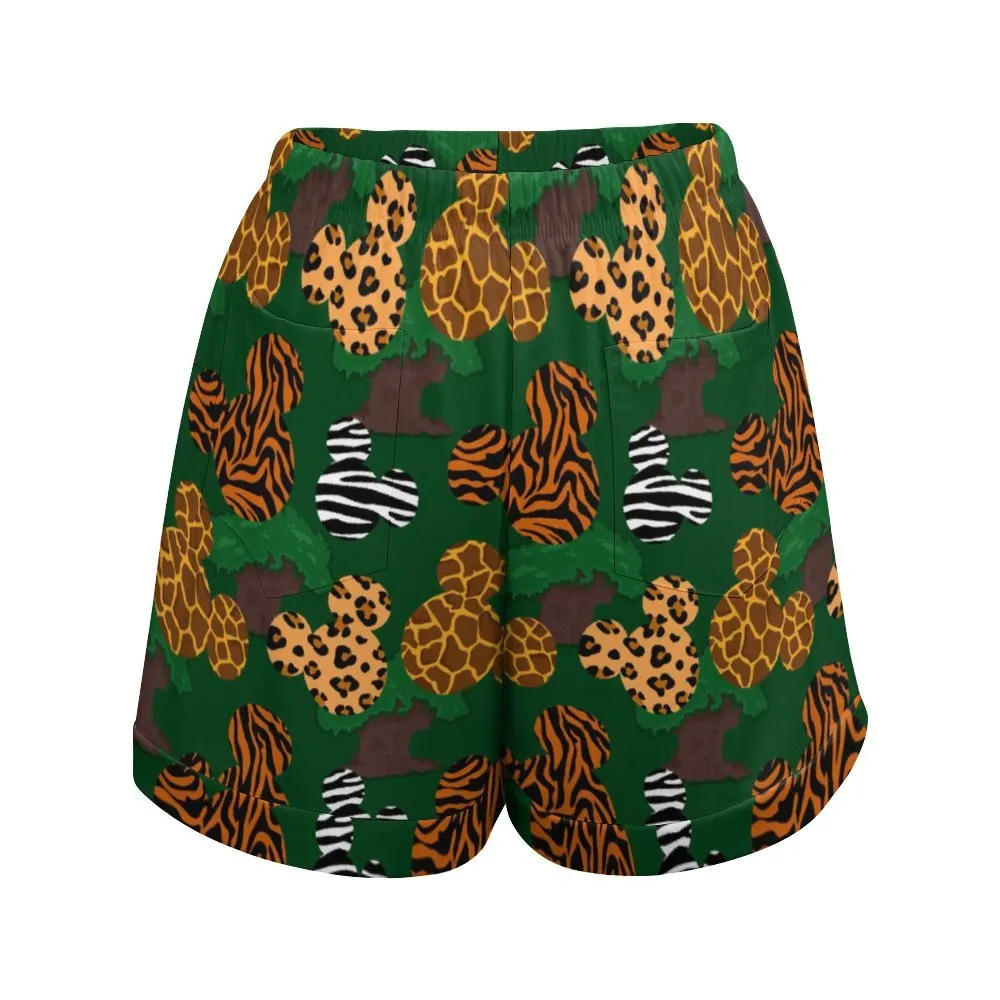 Animal Prints Women's High-Waisted Loose Shorts With Pockets