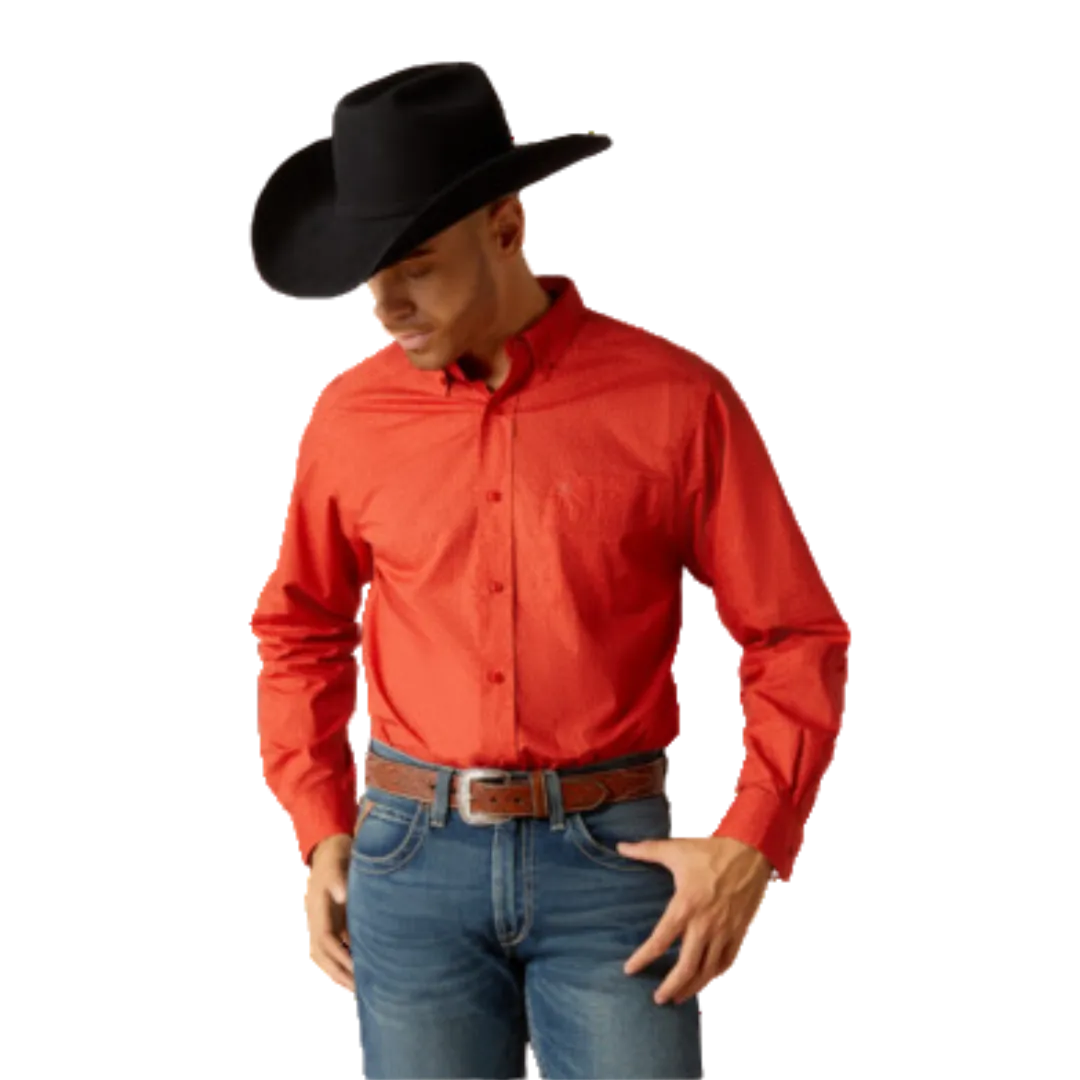 Ariat Men's Russell Classic Fit Button Down Red Shirt