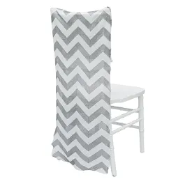 Chevron Sequins Chair Back - Silver/White