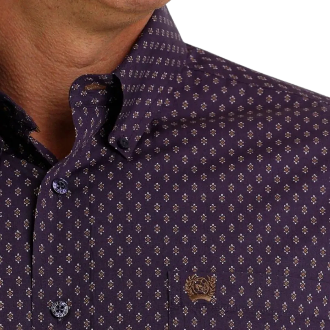 Cinch Men's Long Sleeve Button Down Purple Shirt