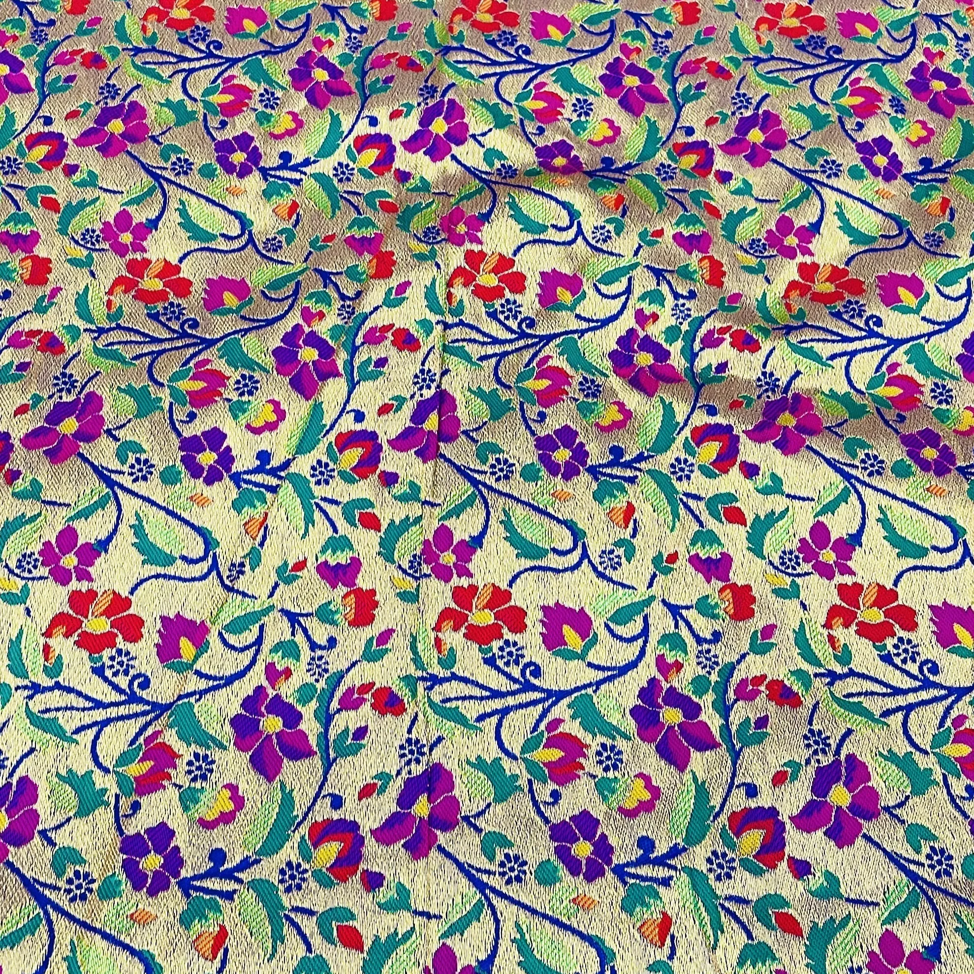 Classic Goldish Multicolor Traditional Brocade Jacquard Fabric