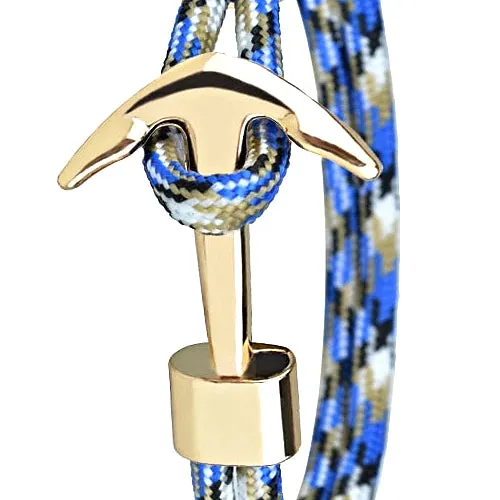 Classy Men Blue Gold Anchor Bracelet