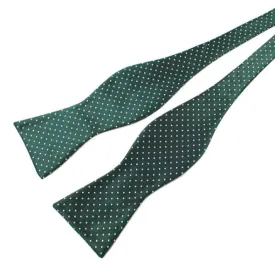 Classy Men Green Dotted Silk Self-Tie Bow Tie