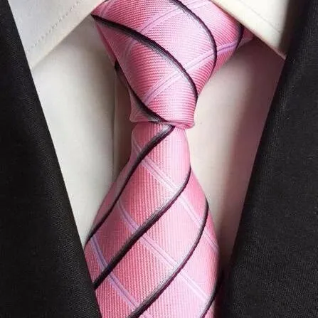 Classy Men Pink Striped Silk Tie