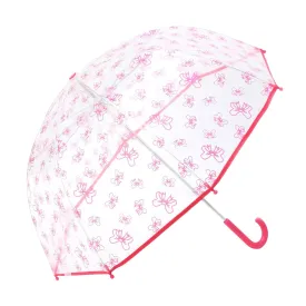 Clear Umbrella With Fuchsia Bow Print