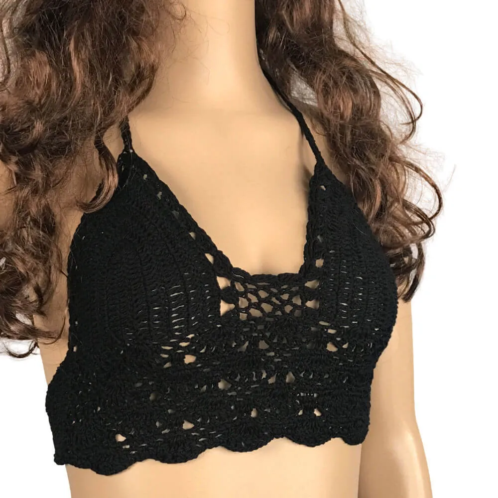 Crochet Shell Halter Crop Top