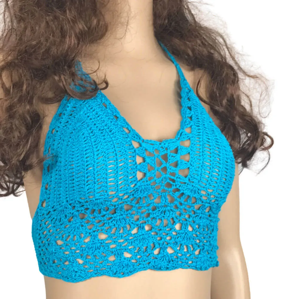 Crochet Shell Halter Crop Top