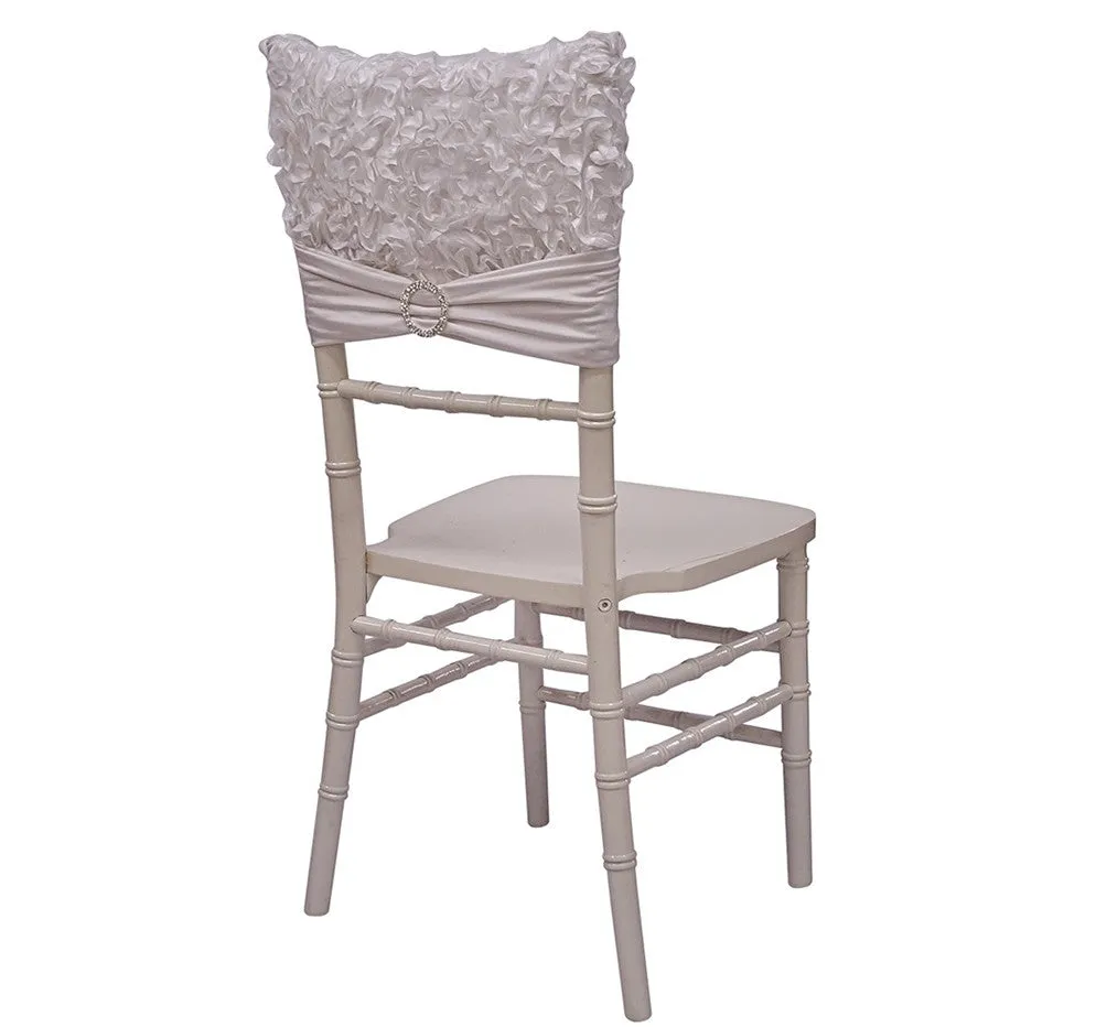 Curly Satin Chair Cap - White