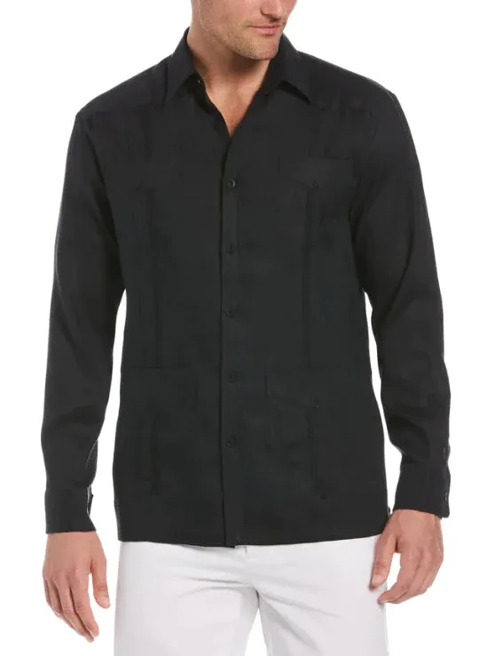 D’Accord Men's Black Cuban Guayabera Shirt