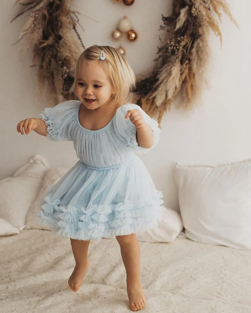 DOLLY by Le Petit Tom ® FRILLY DRESS light blue