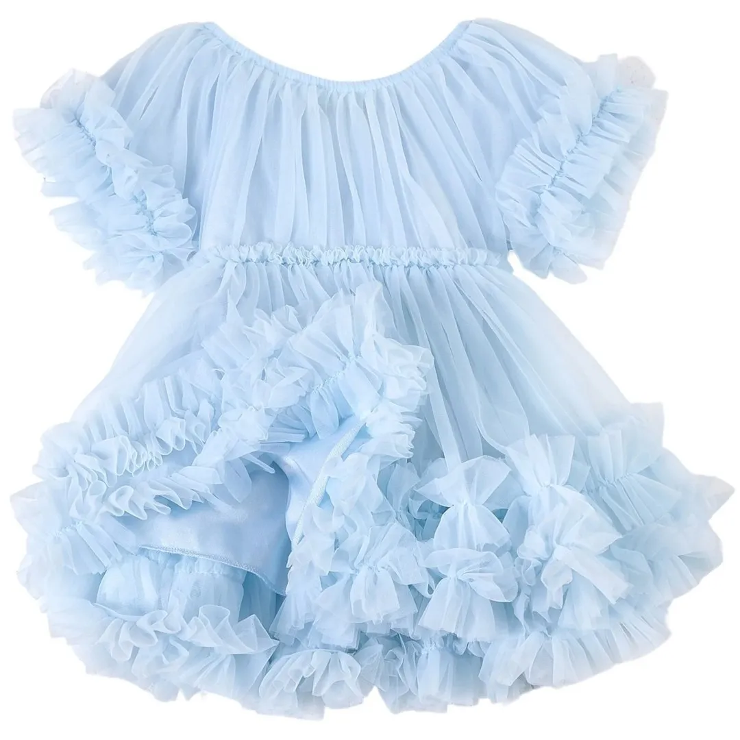 DOLLY by Le Petit Tom ® FRILLY DRESS light blue