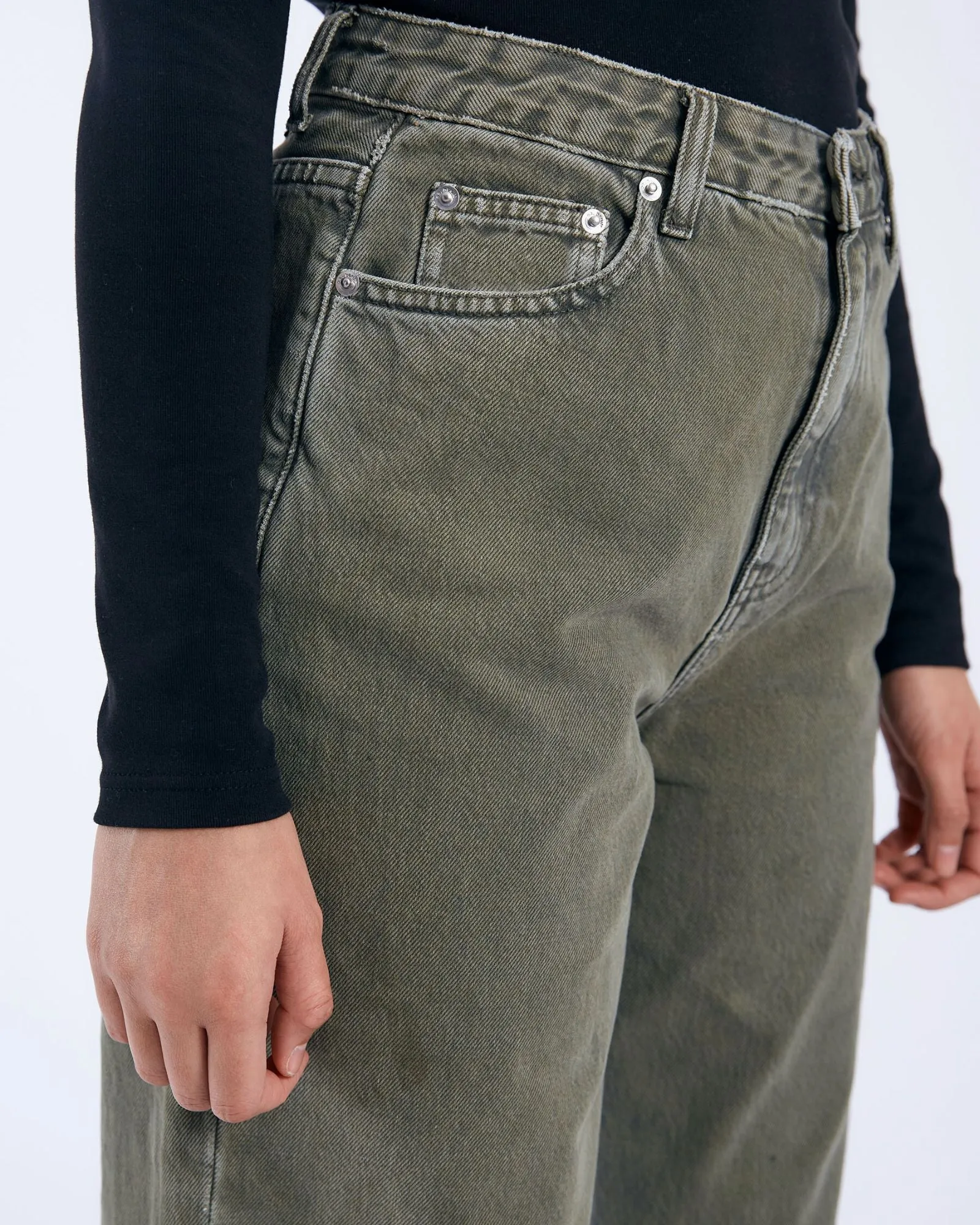 Donna Baggy Jeans - Washed Olive