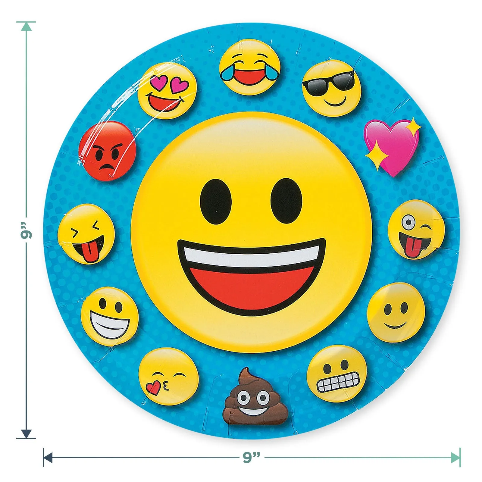 Emoji Party Supplies Tableware and Decorations (Paper Dinner Plates and Luncheon Napkins with Blue Trim)