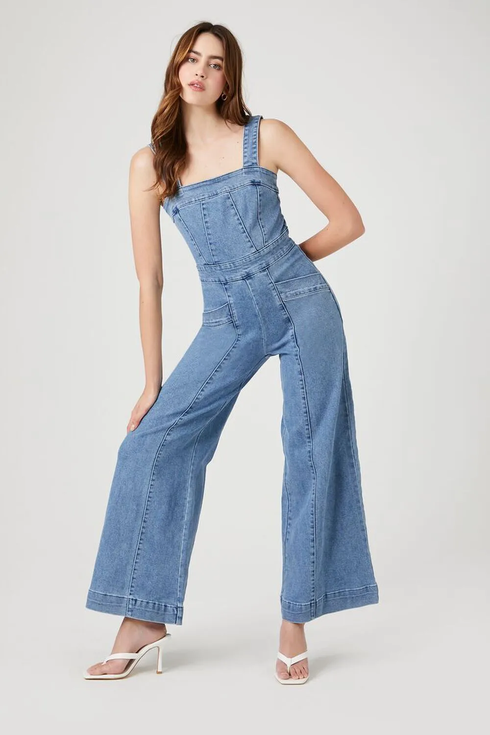 Forever 21 wide denim overalls, denim