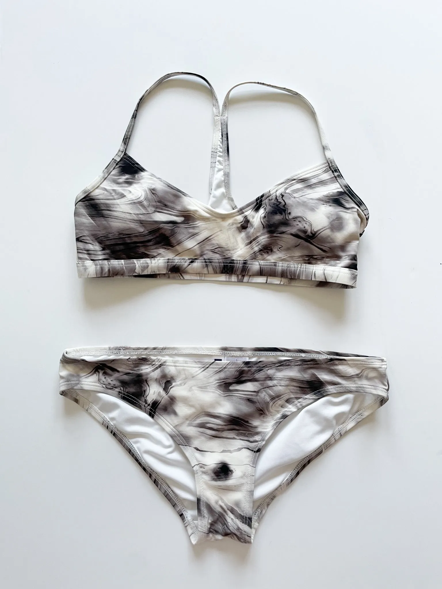 GAP Grey White Marble Classic Bikini Bottom - Large