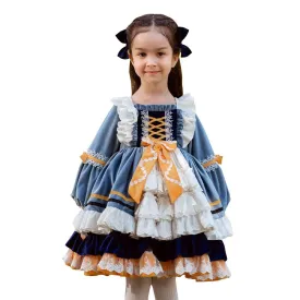 Girls Lolita Dres Children's Princess Dresses Velvet Tutu Skirts Costumes Party