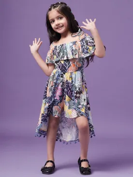 Girls Printed Cotton Off-Shoulder Playsuit