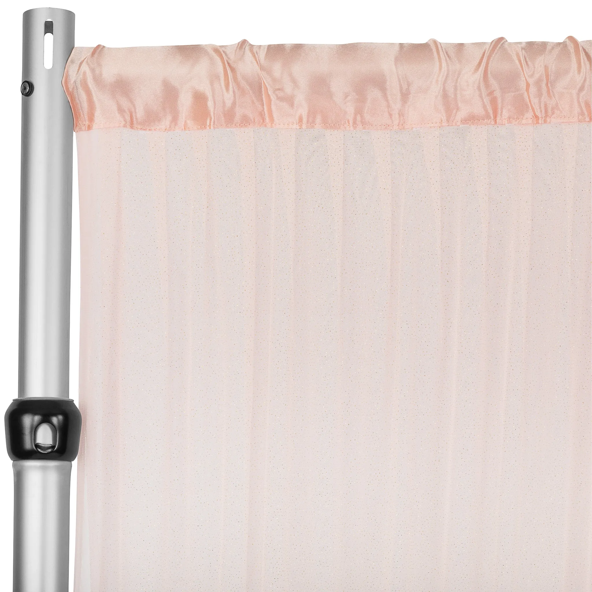 Glitter Tulle Tutu 10ft H x 56" W Drape/Backdrop Curtain Panel - Blush/Rose Gold