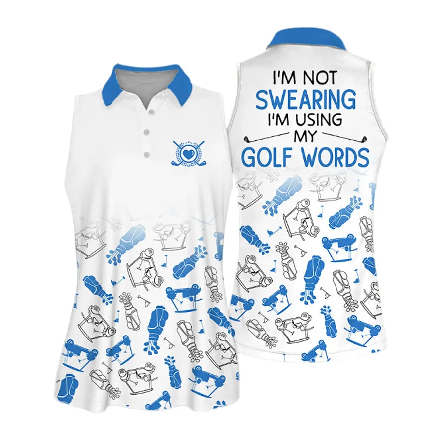 Golf I'm Swearing Pattern Sleeveless Polo Shirt, gift for golf lovers