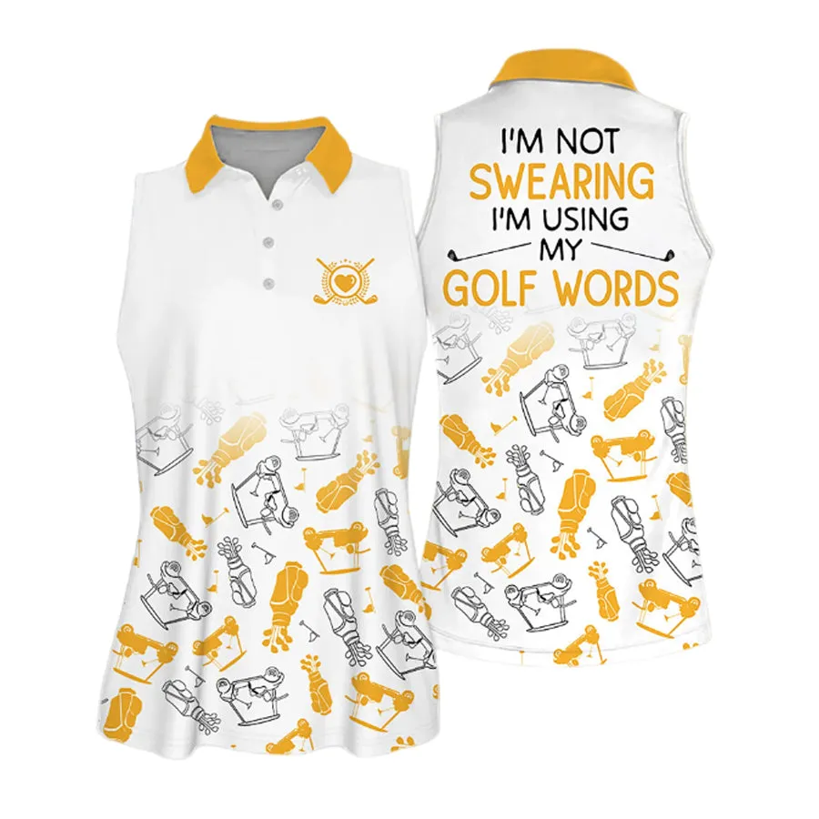 Golf I'm Swearing Pattern Sleeveless Polo Shirt, gift for golf lovers