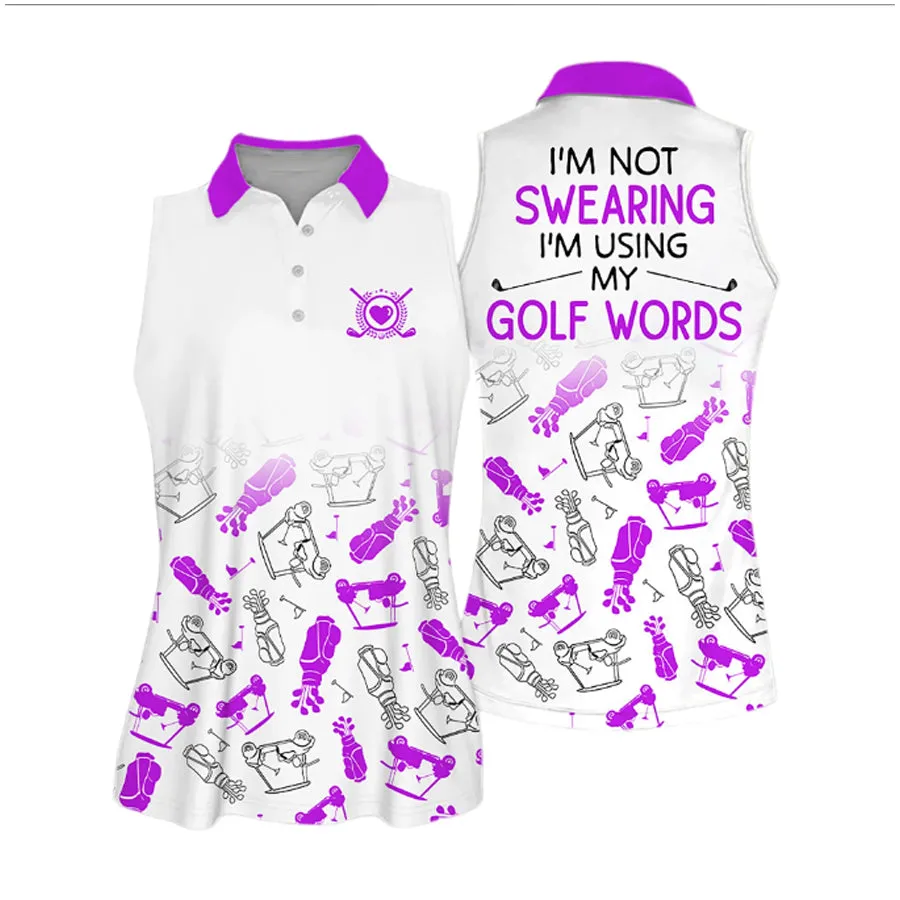 Golf I'm Swearing Pattern Sleeveless Polo Shirt, gift for golf lovers