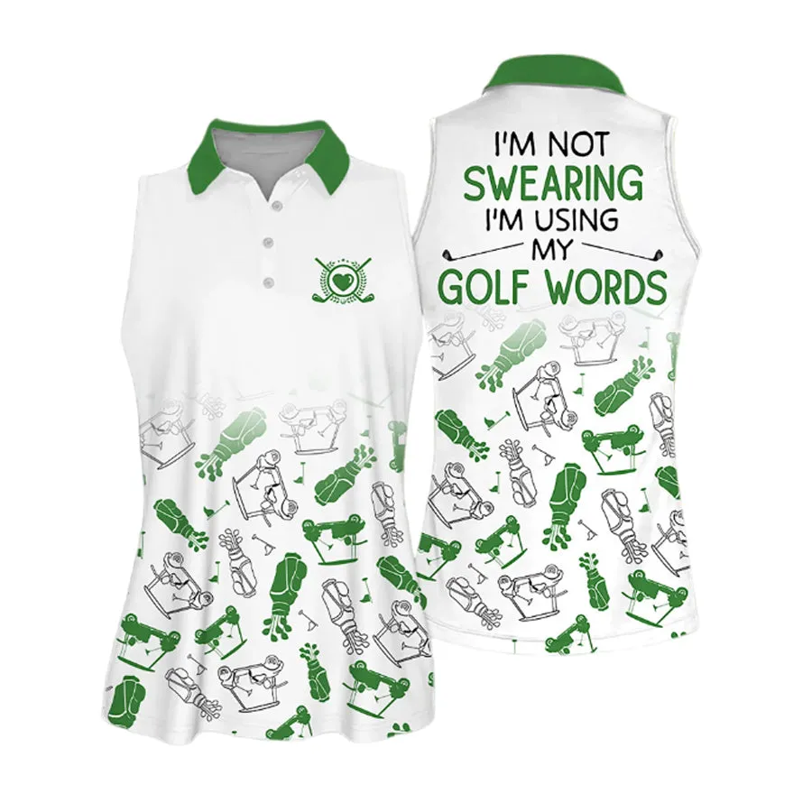 Golf I'm Swearing Pattern Sleeveless Polo Shirt, gift for golf lovers