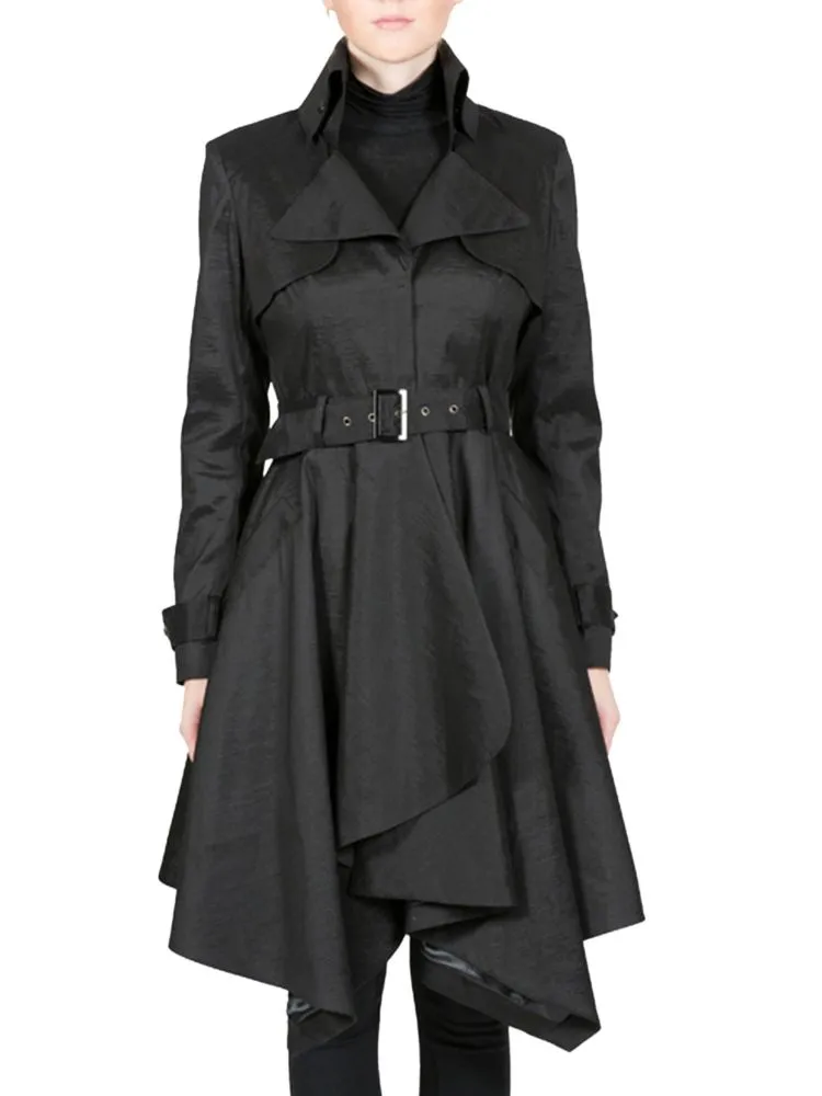 Hanky trench coat with Belle Fare belt, black