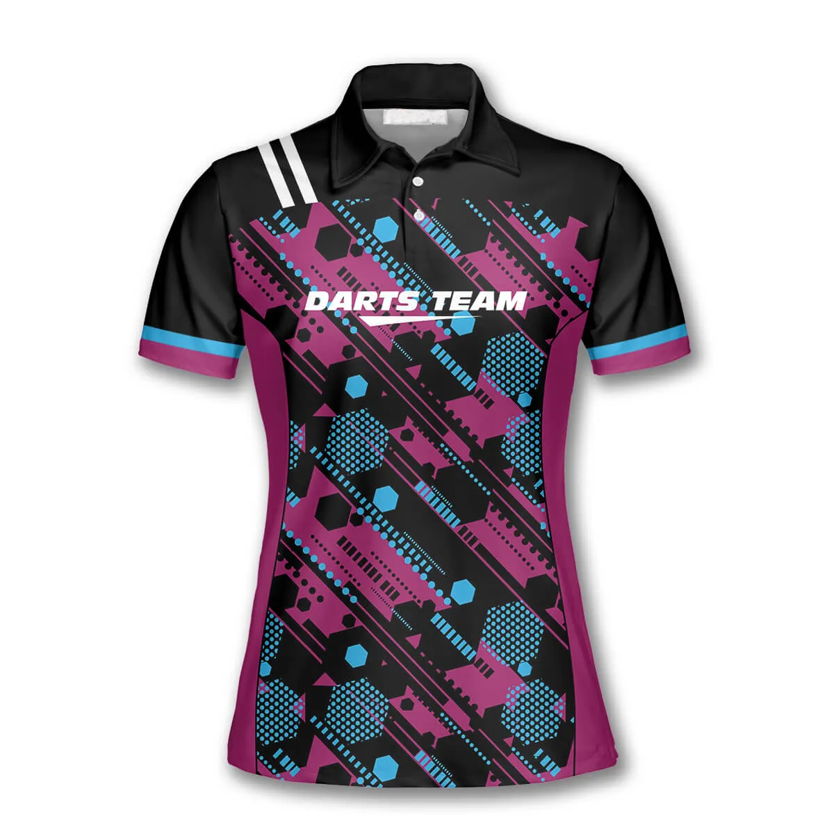 Hexagon Pattern Custom Darts Shirts for Women, Queen of Darts Polo Shirt