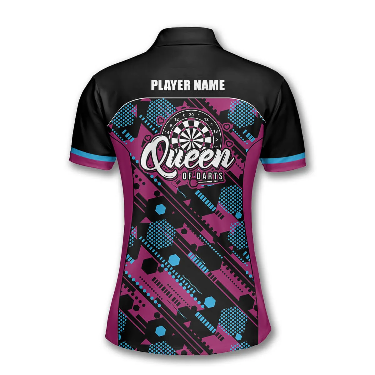 Hexagon Pattern Custom Darts Shirts for Women, Queen of Darts Polo Shirt