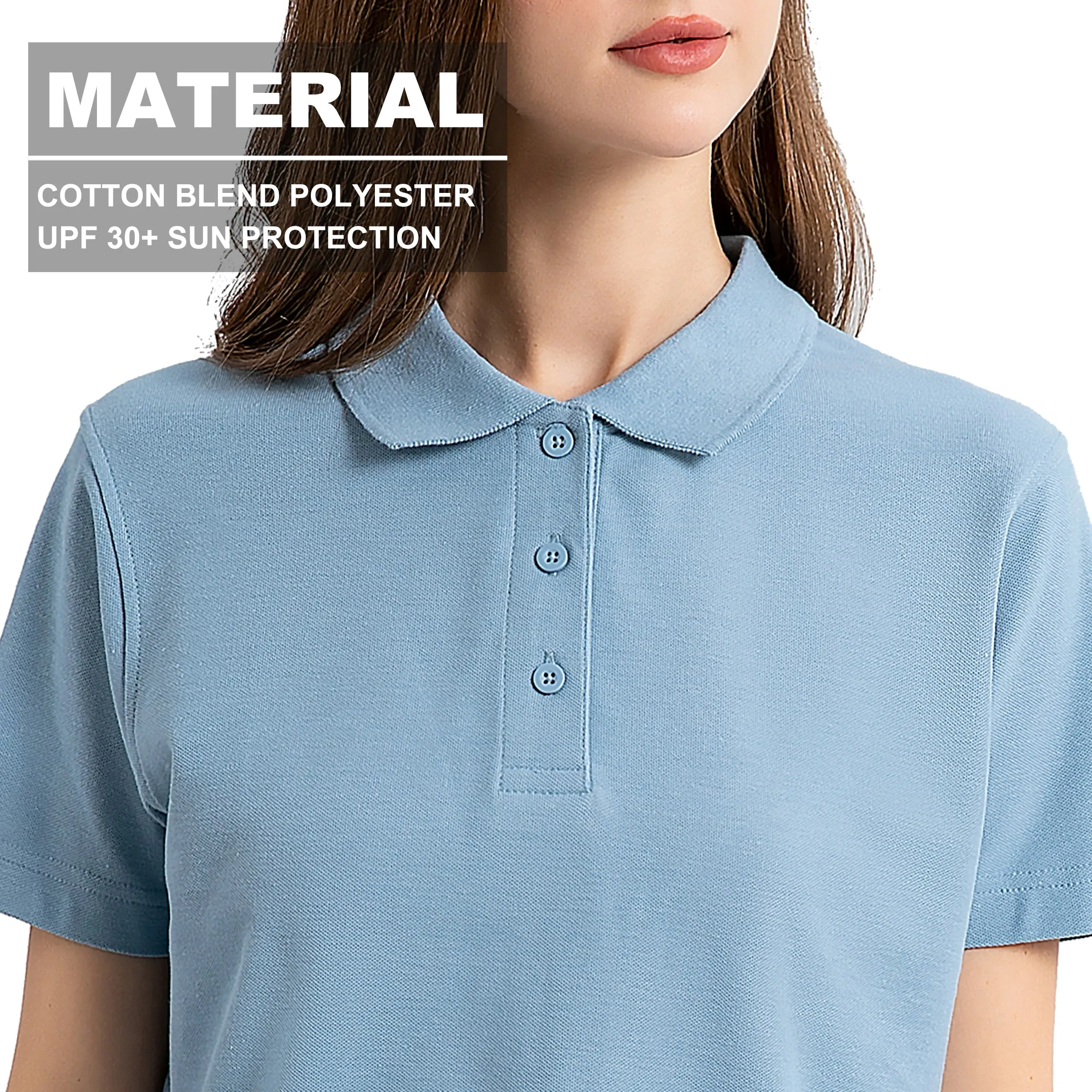 ISUSI Everyday Ladies Polo Shirts, Cotton Blend, UPF 30 