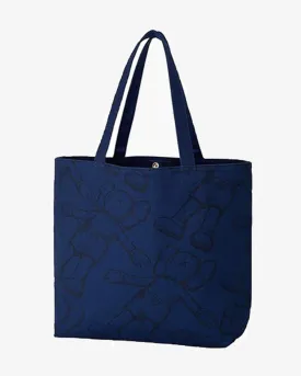 KAWS X UNIQLO ALL OVER HOLIDAY PRINT NAVY TOTE BAG (NEW)