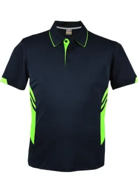 Kids Tasman Polo Navy/Neon Green