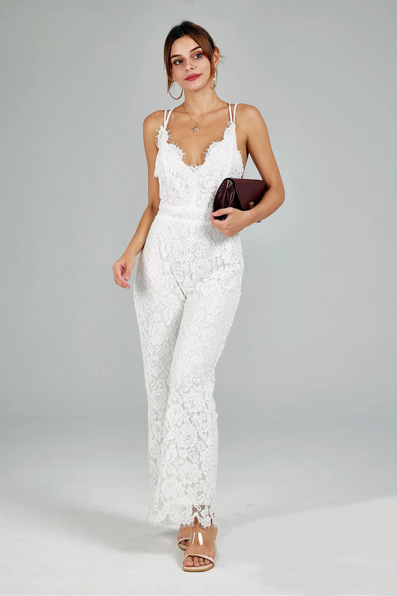 Lace Patchwork Cami Jumpsuits