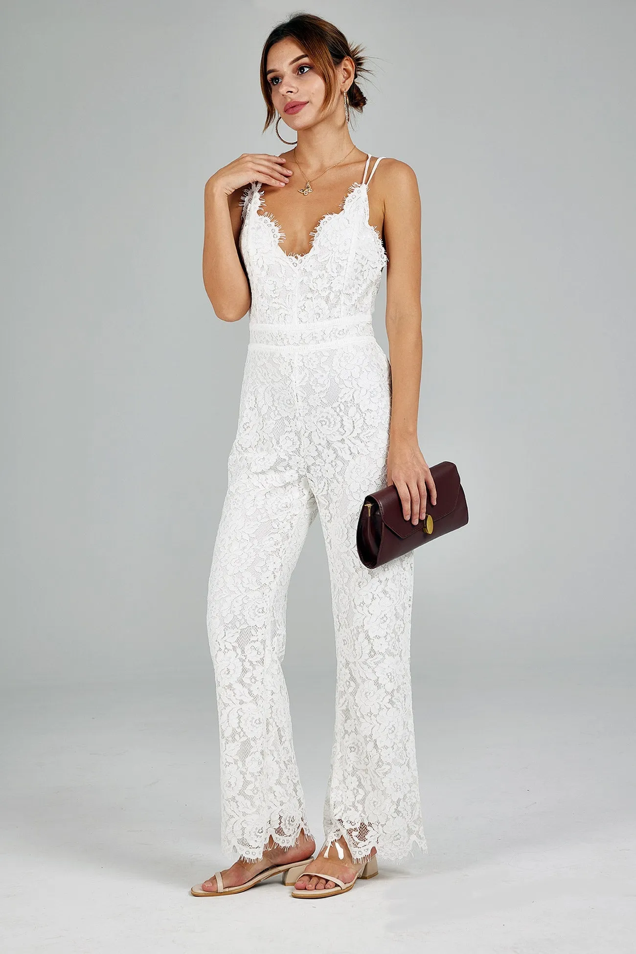 Lace Patchwork Cami Jumpsuits