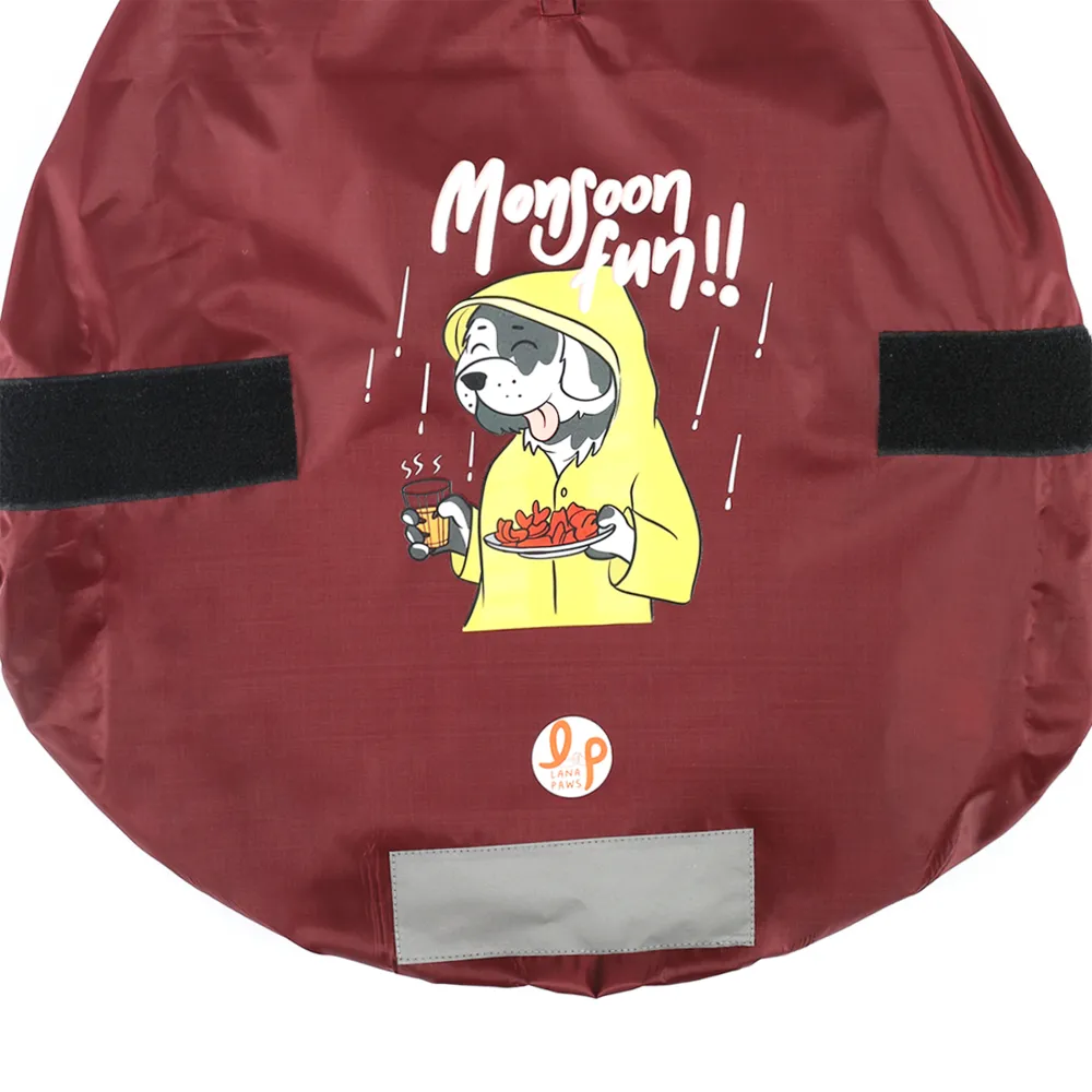 Lana Paws Fun Printed Raincoat for Dogs (Maroon)