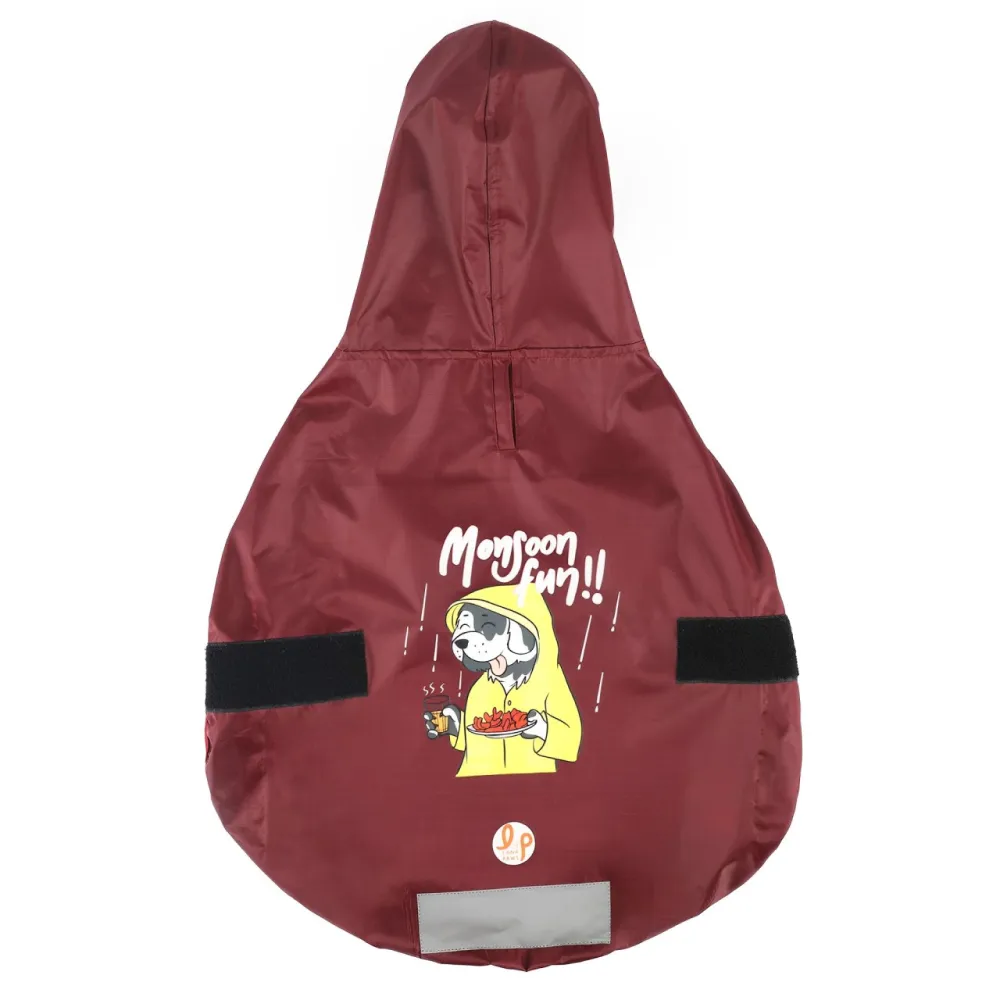 Lana Paws Fun Printed Raincoat for Dogs (Maroon)