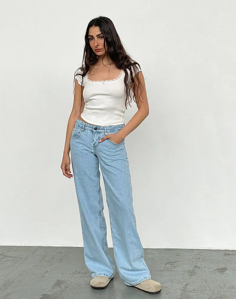 Low Rise Parallel Jeans in Light Wash Blue