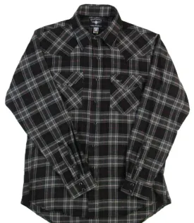 Men's Flannel Western Shirt - Midnight Black Plaid