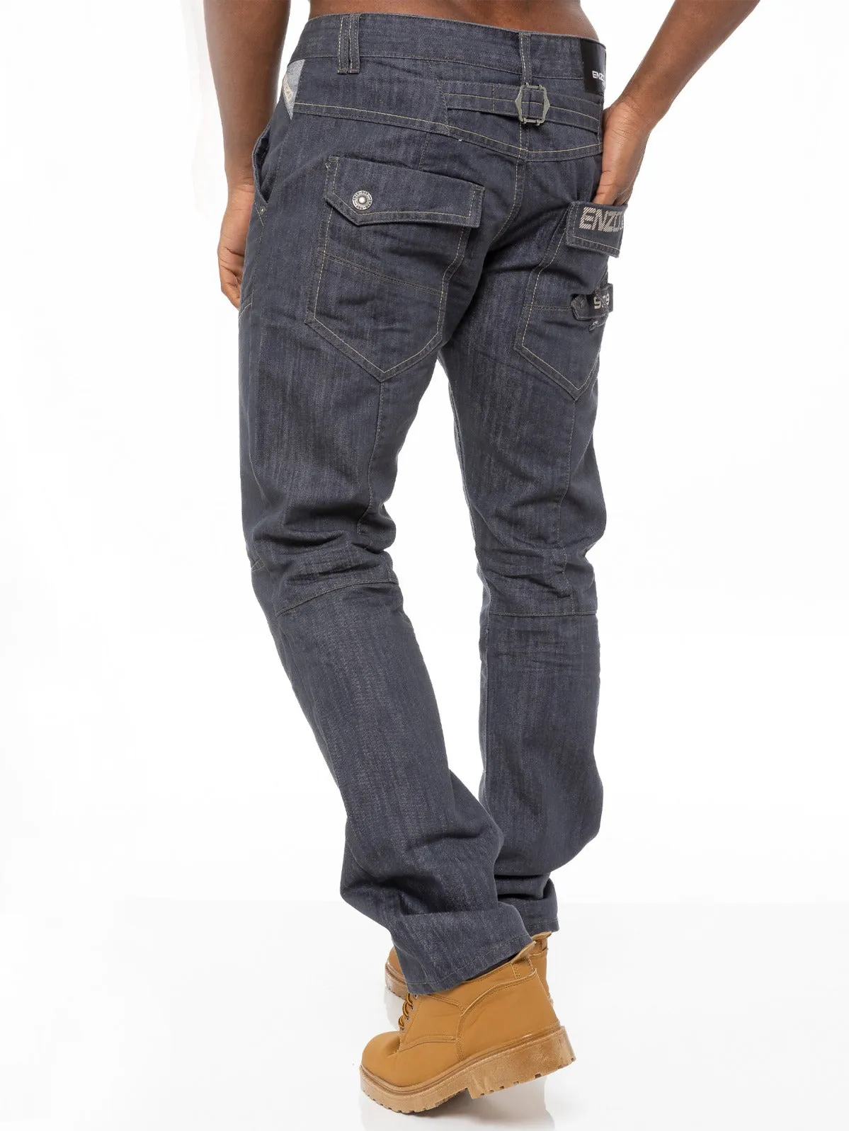 Mens Regular Fit Grey Denim Jeans | Enzo Designer Menswear