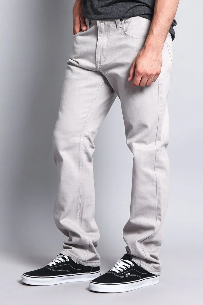 Men's Straight Fit Colored Denim Jeans (Light Grey)