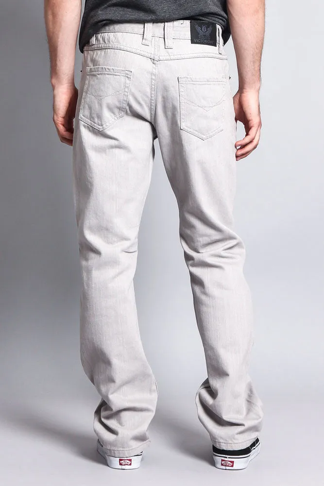 Men's Straight Fit Colored Denim Jeans (Light Grey)