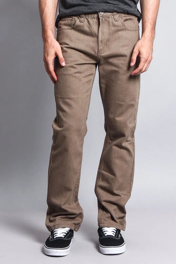 Men's Straight Fit Colored Denim Jeans (Taupe)