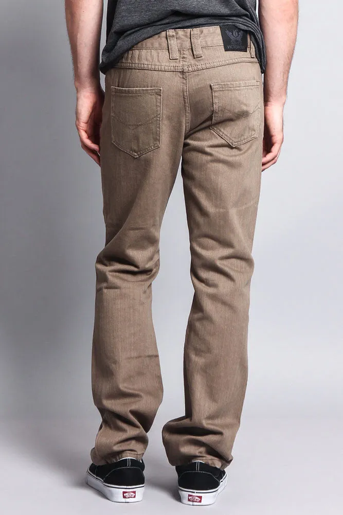 Men's Straight Fit Colored Denim Jeans (Taupe)