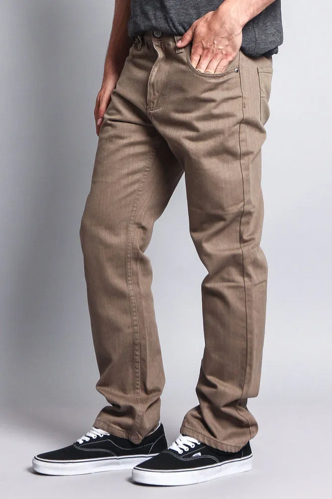 Men's Straight Fit Colored Denim Jeans (Taupe)