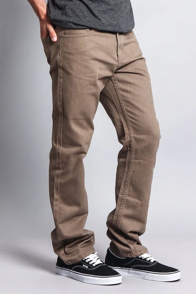 Men's Straight Fit Colored Denim Jeans (Taupe)